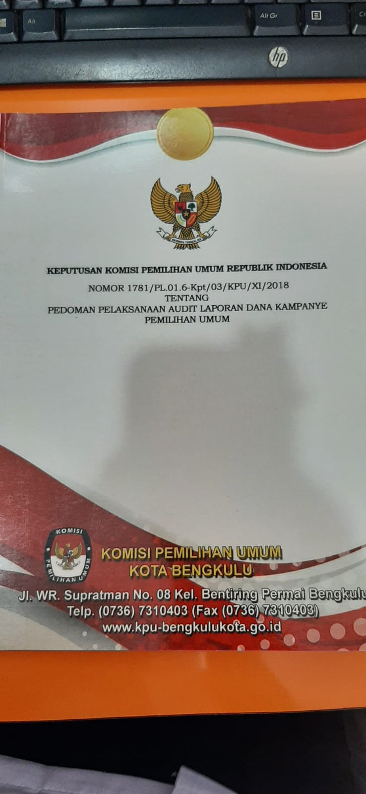 KEPUTUSAN KOMISI PEMILIHAN UMUM REPUBLIK INDONESIA NOMOR 1781/PL.01.6-Kpt/03/KPU/XI/2018 
